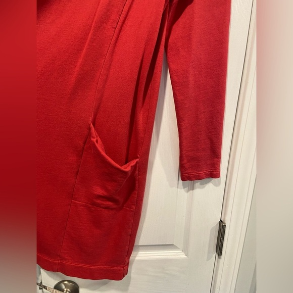 J. Jill Size M Red Pink Long Sleeve Sweatshirt Mini Dress Pockets Crew Neck - Picture 7 of 11